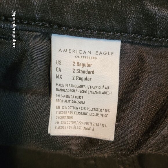 American Eagle Jeans 2 R Dream Jegging Crop Button Fly Black Wash Denim Stretch - Picture 6 of 12